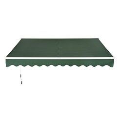 Outsunny 116″ Manual Retractable Patio Sun Shade Awning – Green