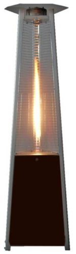 True Commercial (Propane) Hammered Bronze 3-Sided Pyramid Style Quartz Tube Patio Heater with Wh ...