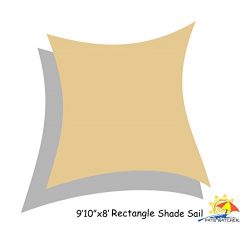 Patio Watcher 9’10″X8′ UV Block Sun Shade Sail Canopy in Sand, 185GSM Sun Shelter