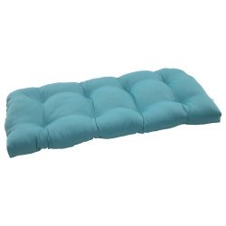 Pillow Perfect Indoor/Outdoor Forsyth Wicker Loveseat Cushion, Turquoise