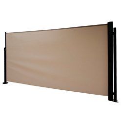 Abba Patio Retractable Folding Screen Privacy Divider with Steel Pole, 5.2’H, Beige