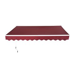 Outsunny 158″ Manual Retractable Patio Sun Shade Awning – Wine Red