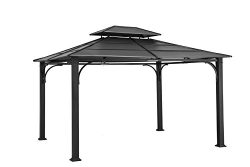 Sunjoy 10′ x 12′ Galvanized Steel Hardtop Gazebo – Black Top