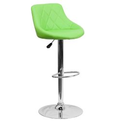 Flash Furniture Contemporary Green Vinyl Bucket Seat Adjustable Height Barstool with Chrome Base