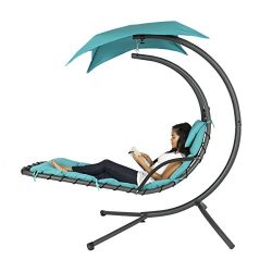 Best Choice Products Hanging Chaise Lounger Chair Arc Stand Air Porch Swing Hammock Chair Canopy ...