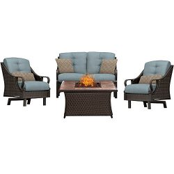 Hanover VEN4PCFP-BLU-TN 4 Piece Ventura Fire Pit Chat Set in Ocean Blue