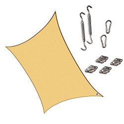 Cool Area Rectangle 9’10” X 13′ Sun Shade Sail with Stainless Steel Hardware K ...