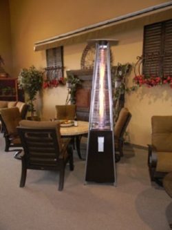 Golden Flame Resort Model 40,000 BTU Glass Tube Pyramid Style Flame Patio Heater in Rich-Mocha F ...