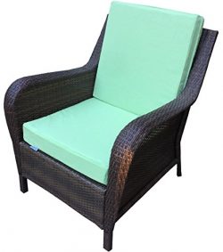 2 Pack Outdoor Patio Chair Deep Seat Washable Cushion Seat Pad 24″X22″ with Bonus 2  ...