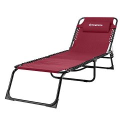 KingCamp Patio Lounge Chair 3 Reclining Positions Steel Frame 600D Oxford Folding Camping Cot Ch ...