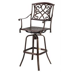 Palm Springs Copper/Wrought Iron Effect Outdoor Patio Bar Stool/Swivel Chair