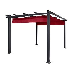 ALEKO 9 x 9 Feet Aluminum Grape Trellis Pergola Outdoor Canopy Gazebo, Burgundy Color