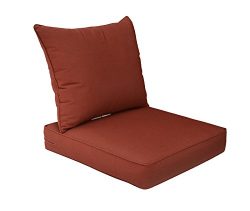 Bossima Sunbrella Indoor/Outdoor Canvas Henna/Red Deep Seat Chair Cushion Set,Spring/Summer Seas ...