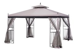 Sunjoy 10′ x 12′ Monterey Gazebo with Netting,Gray with Black