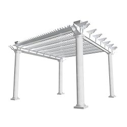 Biscayne 12 ft. x 12 ft. White Double Beam Vinyl Pergola