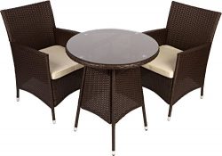 3 Piece Rattan Wicker Patio Furniture Bistro Set by Trademark Innovations