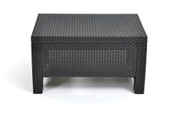 Keter Corfu Coffee Table Modern All Weather Outdoor Patio Garden Backyard Furniture, Charcoal