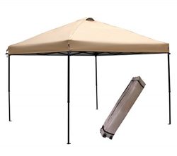 Abba Patio 10 x 10-Feet Outdoor Pop Up Portable Shade Instant Folding Canopy with Roller Bag, Tan