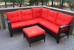 Oliver Smith – Large 4 Pc High Back Rattan Wiker Sectional Sofa Set Outdoor Patio Furnitur ...