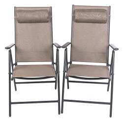 PatioPost Folding Chairs Adjustable Outdoor Recliner Patio 2 Persons Textilene Poolside Garden L ...