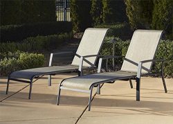 Cosco Outdoor Adjustable Aluminum Chaise Lounge Chair Serene Ridge Patio Furniture Set, 2 PK, Da ...