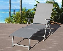 Kozyard Cozy Aluminum Beach Yard Pool Folding Reclining Adjustable Chaise Lounge Chair (Gray)