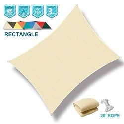 SoLGear 12′ x 16′ Rectangle Beige UV Block Sun Shade Sail Perfect for Patio Outdoor  ...