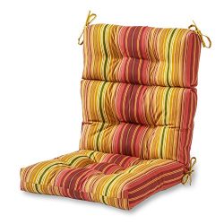 Greendale Home Fashions Indoor/Outdoor High Back Chair Cushion, Kinnabari Stripe