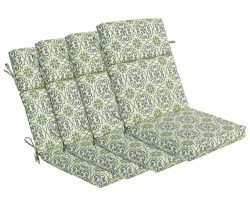 Bossima Indoor/Outdoor Green/grey Damask High Back Chair Cushion, Set of 4,Spring/Summer Seasona ...