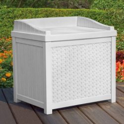 Suncast SSW1200W White Wicker 22-Gallon Storage Seat