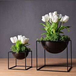 1pc Modern Tabletop Vase Metal Square Flower Plant Pot Tray Cube Pergola Garden Planting Flower  ...