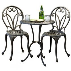 Best Selling Evan Cast Aluminum 3-Piece Bistro Set, Dark Gold