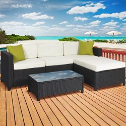 5PC Rattan Wicker Aluminum Frame Sofa Set Cushioned Sectional Outdoor Garden Patio Furniture