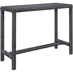 Modway Summon Outdoor Patio Glass Top Rectangle Bar Table, Gray