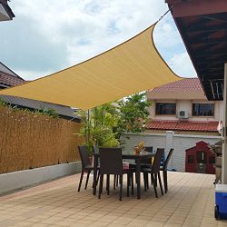 Belle Dura 10′ x 13′ Sun Shade Sails Canopy Rectangle Sand, 185GSM Shade Sail UV Blo ...