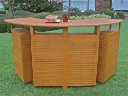 International Caravan TT-BR-001-IC Furniture Piece Royal Tahiti Outdoor Wood Fold Out Bar