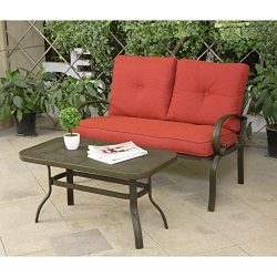 Cloud Mountain Patio Loveseat Outdoor 2 PCs Loveseat Furniture Set Garden Patio Love Seat Bench  ...