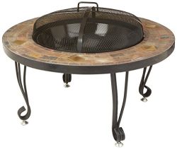 AmazonBasics 34-Inch Natural Stone Fire Pit with Copper Accents