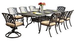 Darlee 201630-9PC-30SL Ocean View Cast Aluminum 9 Piece Rectangle Dining Set and Seat Cushions,  ...