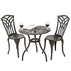 Black Sand Aluminum Patio Furniture Outdoor Bistro Set