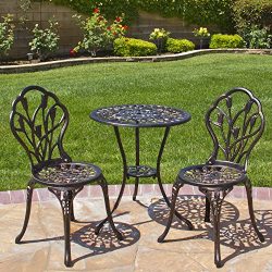 Best Choice Products Outdoor Patio Furniture Tulip Design Cast Aluminum 3 Piece Bistro Set in An ...