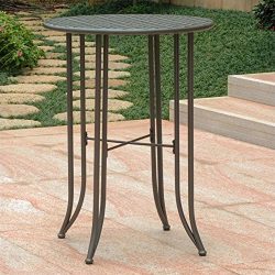 Iron Bar-Height Patio Table in Matte Brown