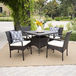 Carmela 5 Piece Outdoor Patio Furniture Wicker Dining Set