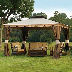 10 x 12 Hampton Gazebo Canopy w/ Mosquito Netting & Privacy Panels