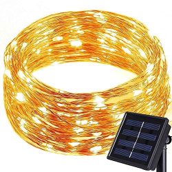 [8 Modes]LED Copper String Lights,WONFAST 33ft 100 LED Starry Solar Copper Wire Fairy String Lig ...