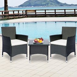 Leisure Zone 3 Piece Patio Furniture Sets Garden Set with Beige Cushion