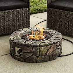 Best Choice Products Stone Design Fire Pit Outdoor Home Patio Gas Firepit