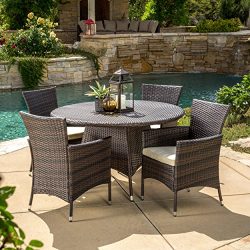 Clementine Outdoor 5pc Multibrown Wicker Dining Set