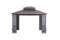 Sunjoy 10′ x 12′ Wyndham Hardtop Gazebo with Fabric Screen – Faux Copper Top