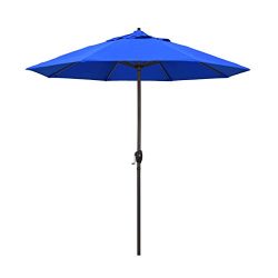 California Umbrella 9′ Round Aluminum Market Umbrella, Crank Lift, Auto Tilt, Bronze Pole, ...